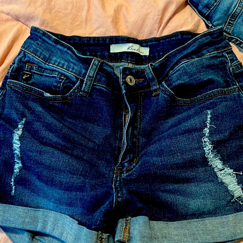 KanCan Dark wash mid rise jean short